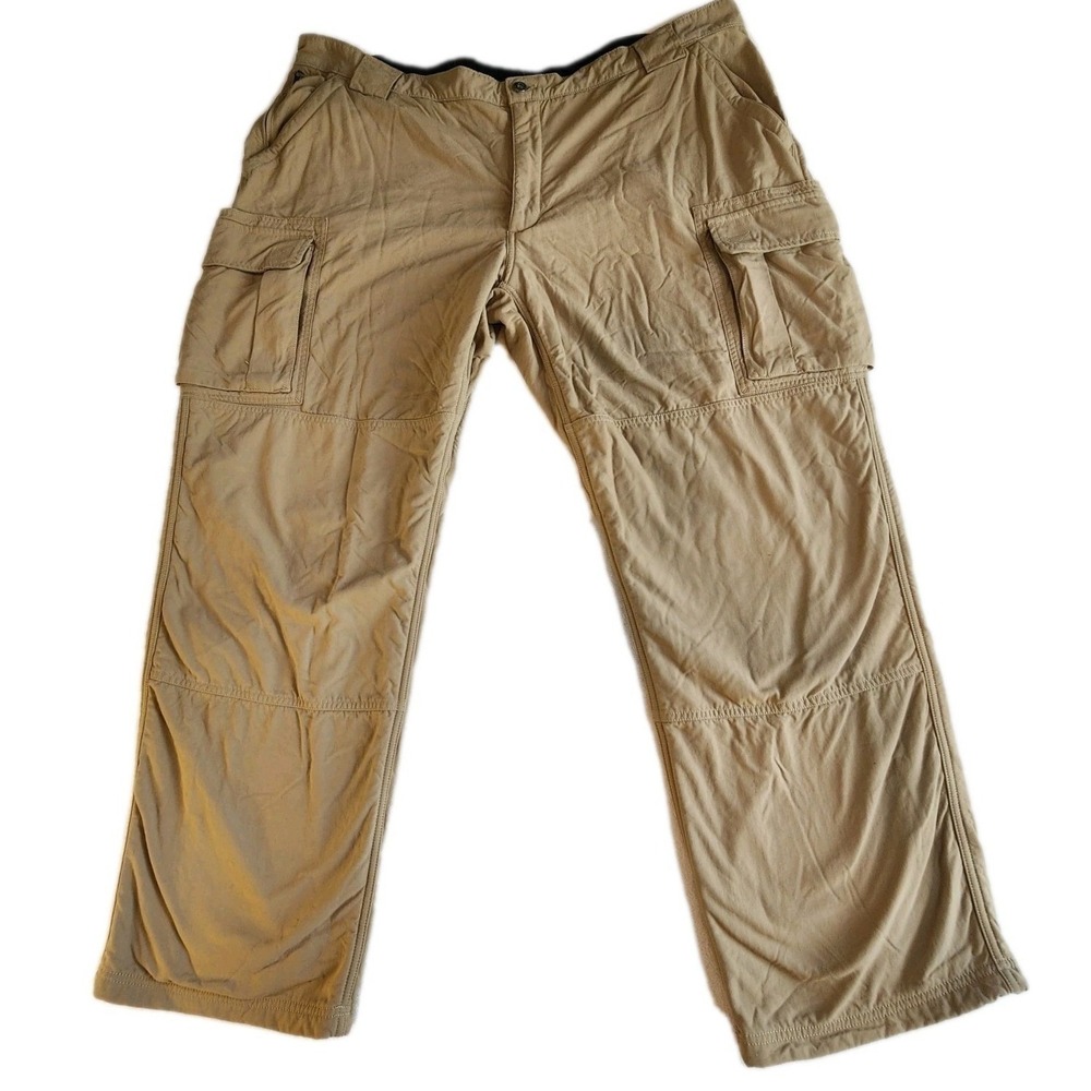 DULUTH TRADING Lined Cargo Pants Mens 3XL x 32 Beige Nylon Fleece Lined‎